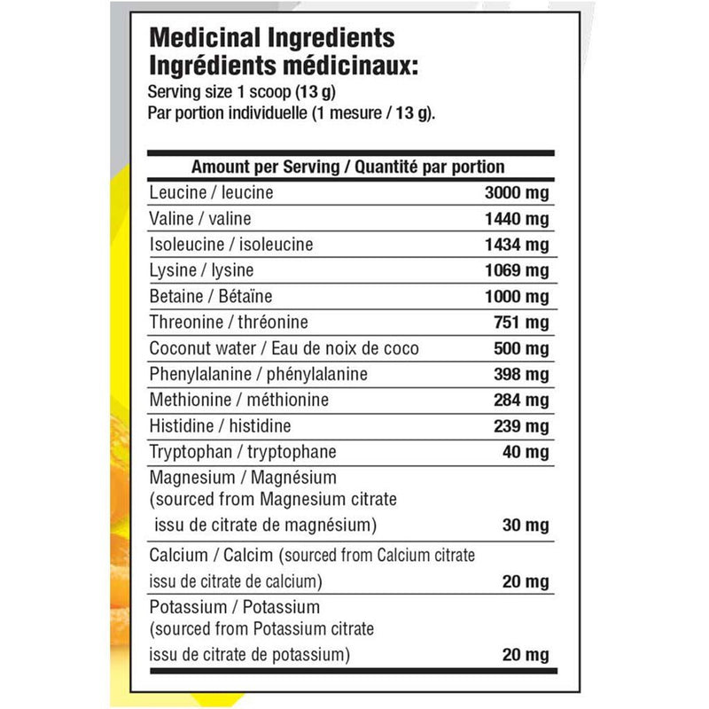 Mammoth EAA9 30 Servings Nutrition Panel - SupplementSource.ca