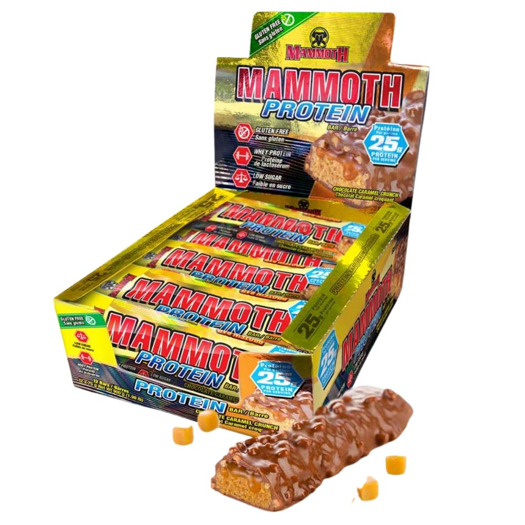 Mammoth PROTEIN BAR, 12 Bars/Box Chocolate Caramel supplementsource.ca