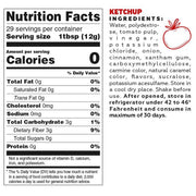 Mrs Taste Zero Calorie Sauces Ketchup nutritional panel - SupplementSource.ca