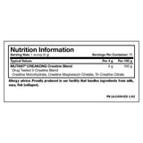 Mutant CreaKong 300g Unflavoured Nutrition Panel - SupplementSource.ca