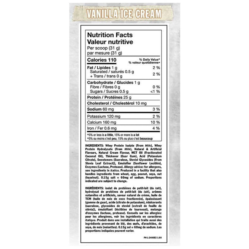 Mutant Iso Surge 5lb Vanilla Ice Cream Nutritional Panel  - SupplementSource.ca