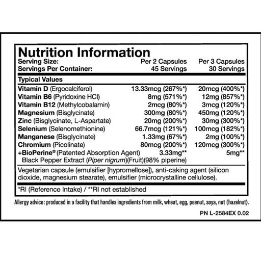 Mutant ZM8+, 90 Caps Nutritional Panel - SupplementSourceca