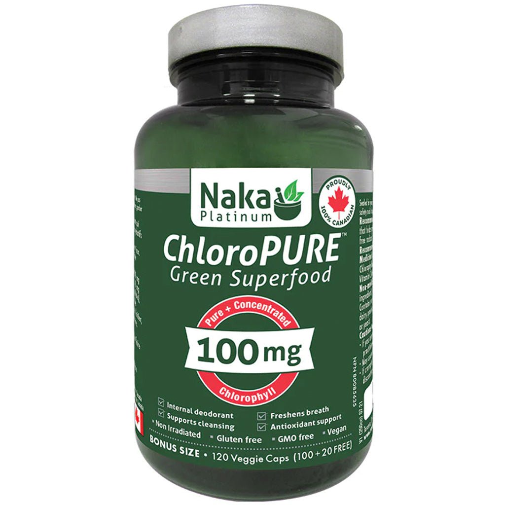 Naka Platinum ChloroPure Green Superfood, 120 VCaps - SupplementSource.ca