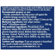 Naka Platinum Liposomal Glutathione (Setria), 75 Softgels Nutrition Panel - SupplementSource.ca