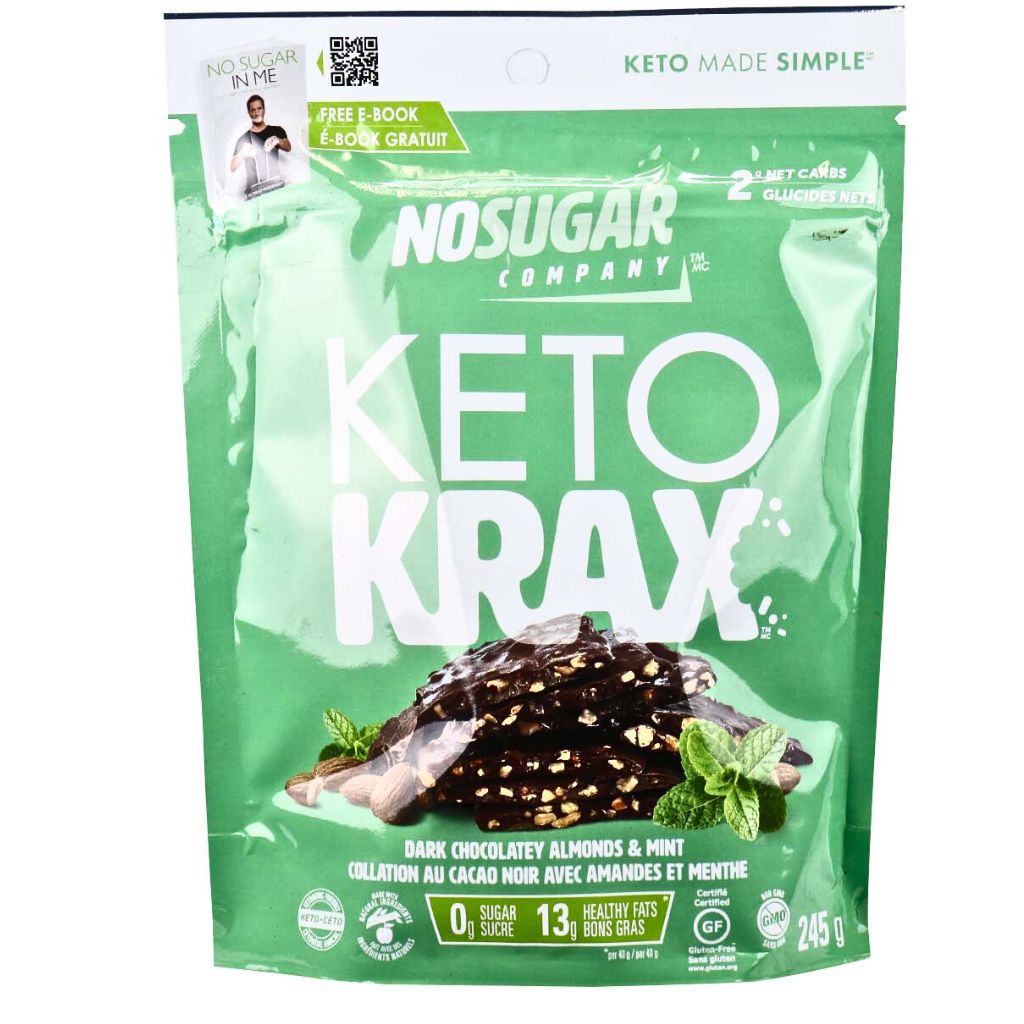 No Sugar Company Keto Krax Dark Chocolatey Almonds & Mint SupplementSource.ca