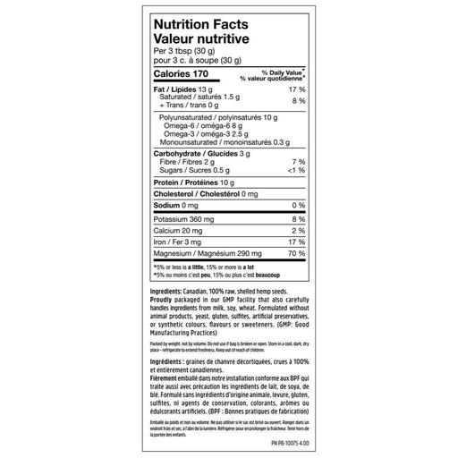 North Coast Naturals All Canadian Raw Hemp Seed Hearts, 454g SupplementSource.ca 