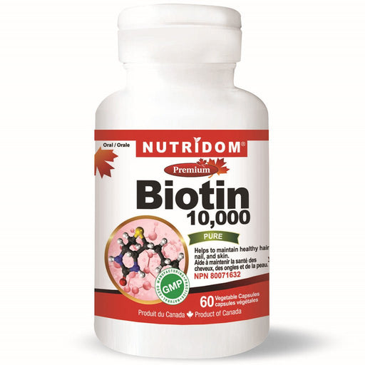 Nutridom Biotin 10,000 60 Vcaps - SupplementSource.ca