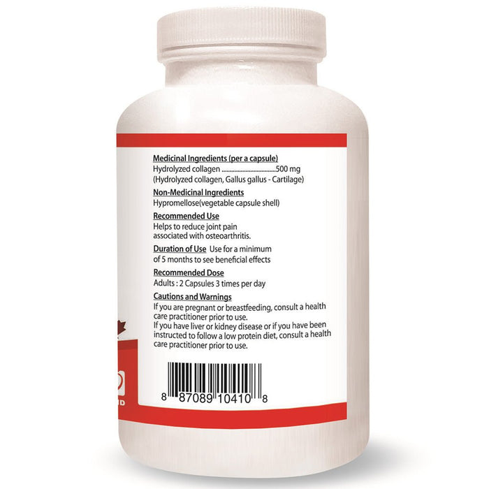 Nutridom Collagen 3000 180 VCaps Nutrition Panel  - SupplementSource.ca