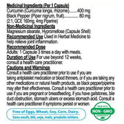 Nutridom Curumin + Piperine 60 Vcaps Nutrition Panel - SupplementSource.ca
