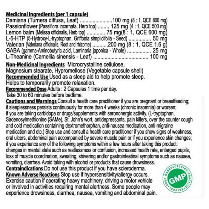 Nutridom EZ Night nutritional panel - SupplementSource.ca