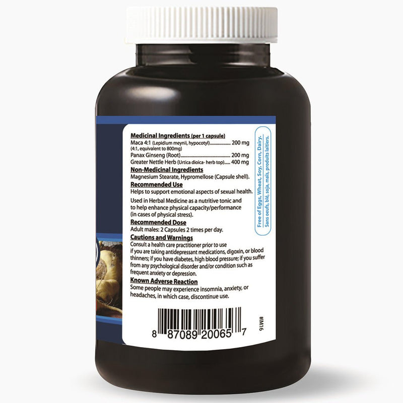 Nutridom Inka Wild Peru Maca with Ginseng, 90 VCaps Nutrition Panel - SupplementSource.ca