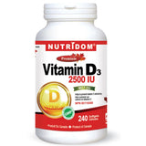 Nutridom Vitamin D3 with MCT Oil 2500 iu 240 Soft Gels - SupplementSource.ca