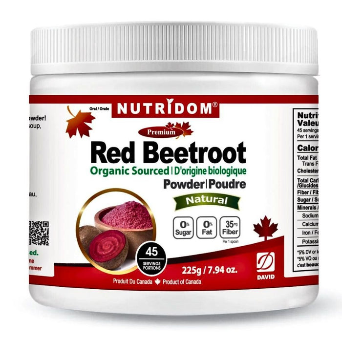 Nutridom Organic Red Beet Root Powder, 7.94 oz (225 g) - SupplementSource.ca