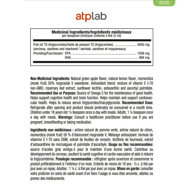 ATP Lab Omega-3 Triglyceride, 200ml SupplementSource.ca