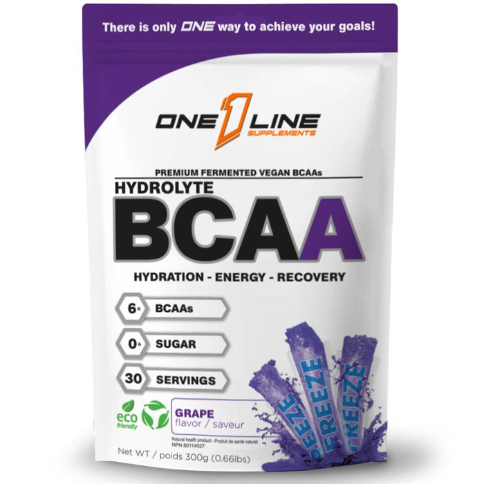 One Line Hydrolyte BCAA 30 Servings Grape - SupplementSource.ca