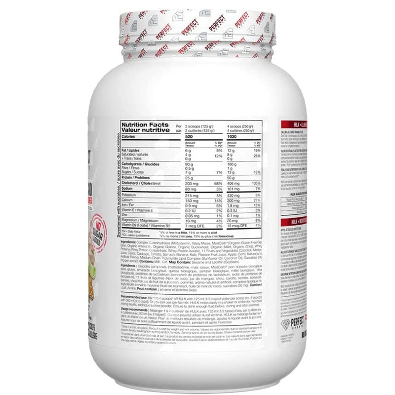 Perfect Sports Hulk Clean Mass Gainer, 3lbs Nutrition Facts SupplementSource.ca