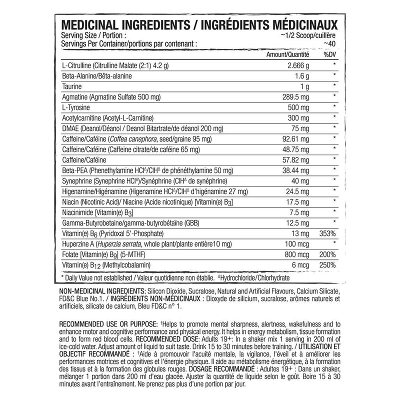 Perfect Sports ALTRD State 40 Servings Nutrition Panel - SupplementSource.ca