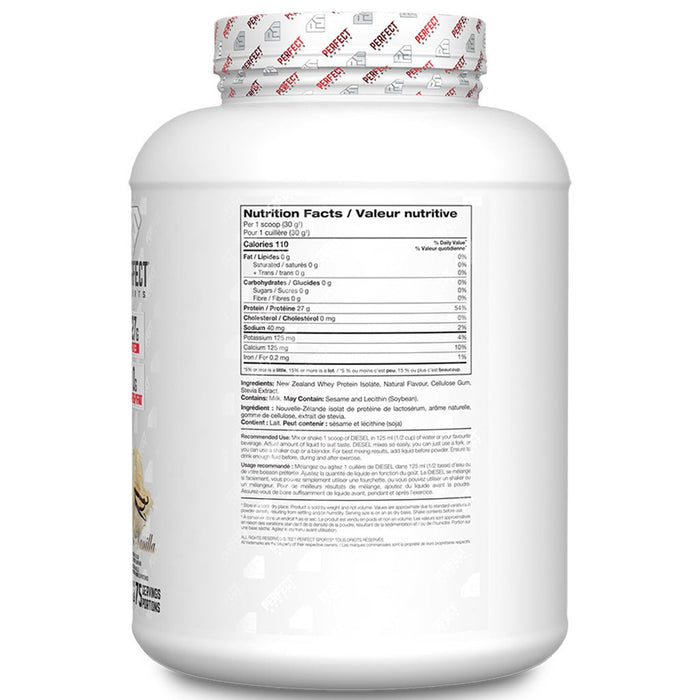 Perfect Sports Diesel Protein, 5lb French Vanilla Nutrition Panel - SupplementSource.ca