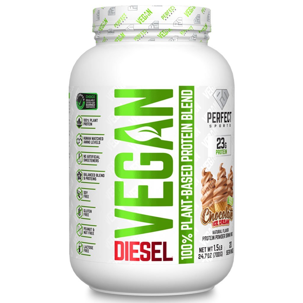 Perfect Sports Diesel Vegan Protein 1.5lbs Chocolate Ice Dream - SupplementSource.ca