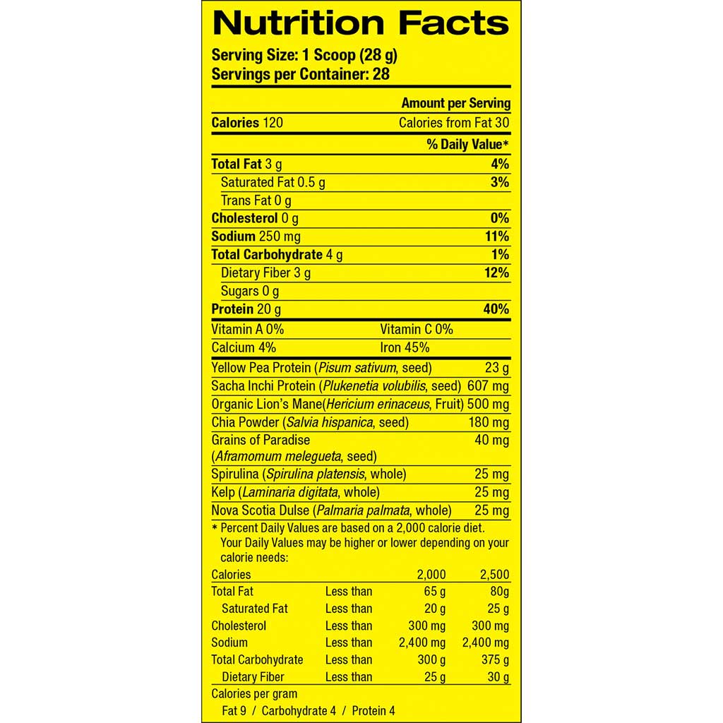 PharmaFreak Vegan Freak, 28 Servings Chocolate Cocoa Nutrition Panel  - SupplementSource.ca
