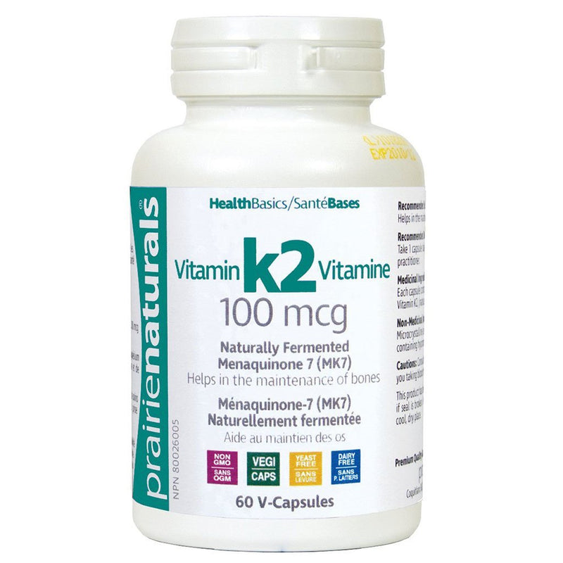 Prairie Naturals VITAMIN K2 MK7 100mcg, 60 vcaps - SupplementSourceca