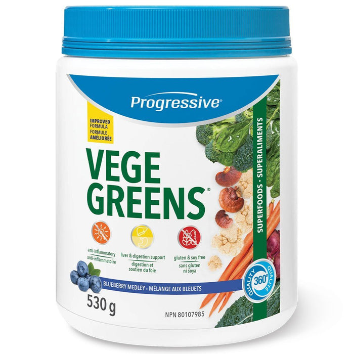 Progressive Vegegreens, 56 Servings *New Formula* Blueberry Medley - SupplementSource.ca