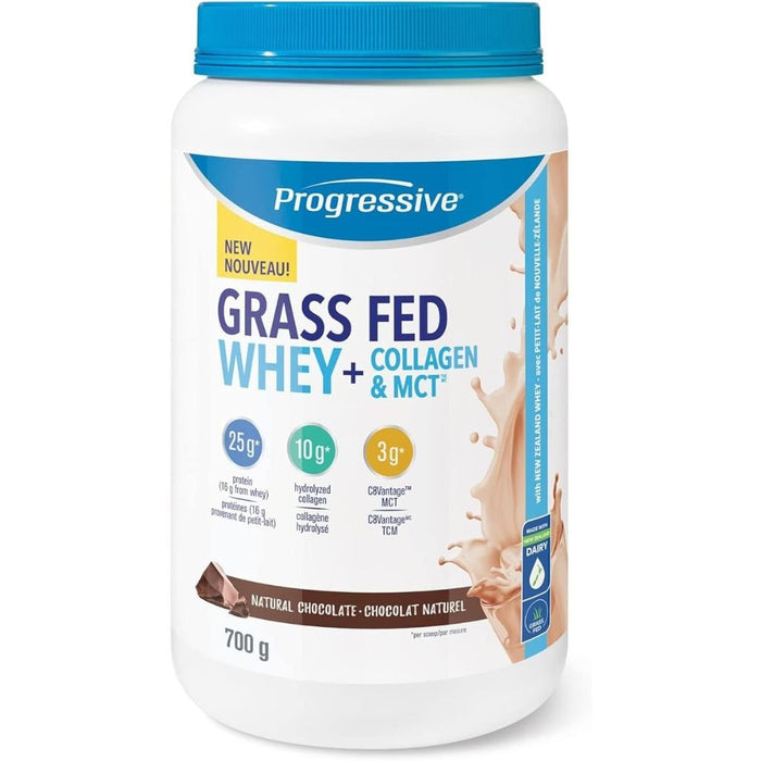 Progressive Grass Fed Whey + Collagen & MCT 700g Natural Chocolate - SupplementSource.ca