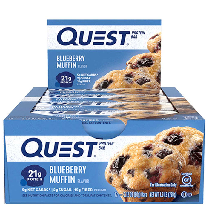 Quest Bars Blueberry Muffin Low Net Carb Bars -  SupplementSource.ca