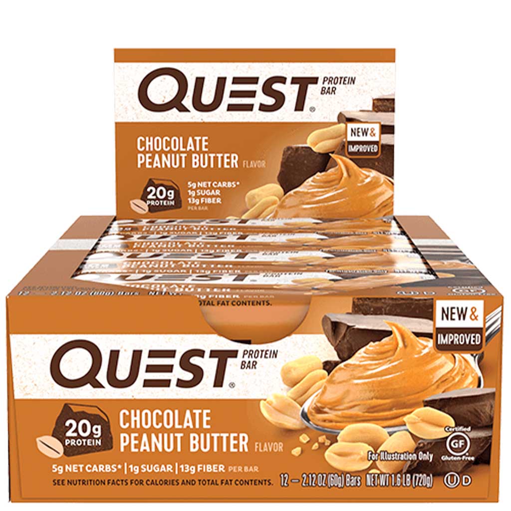 Quest Bars Chocolate Peanut Butter Low Net Carb Bars -  SupplementSource.ca