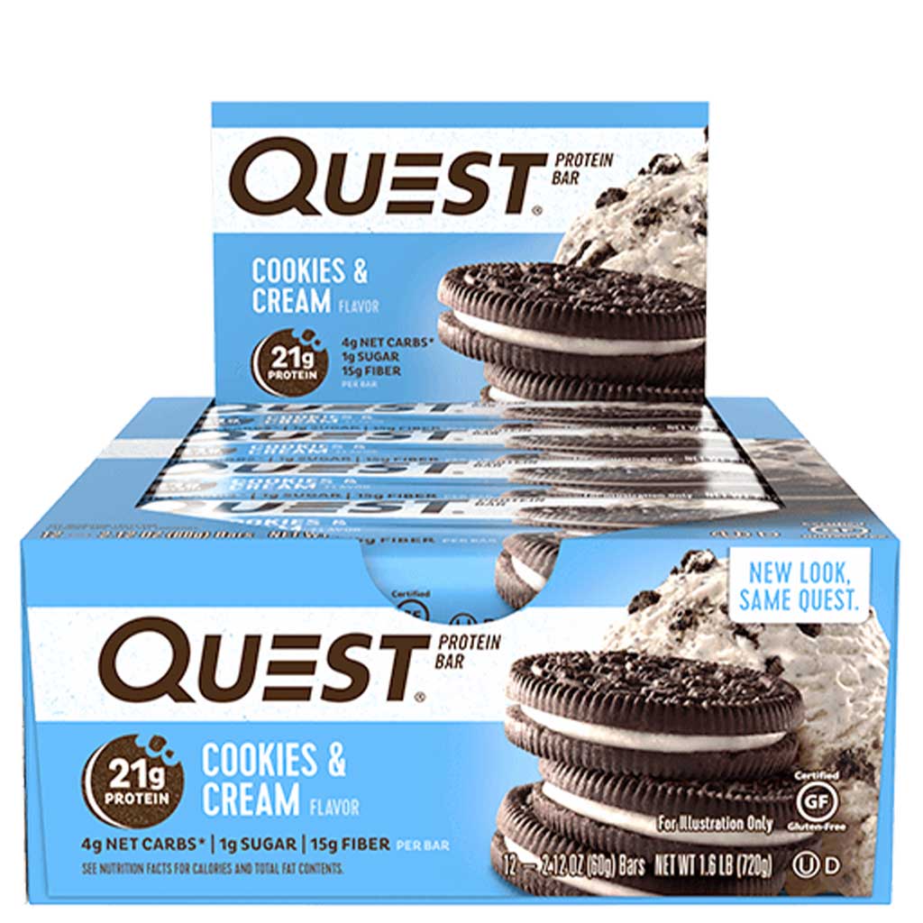 Quest Bars Cookies and Cream Low Net Carb Bars -  SupplementSource.ca