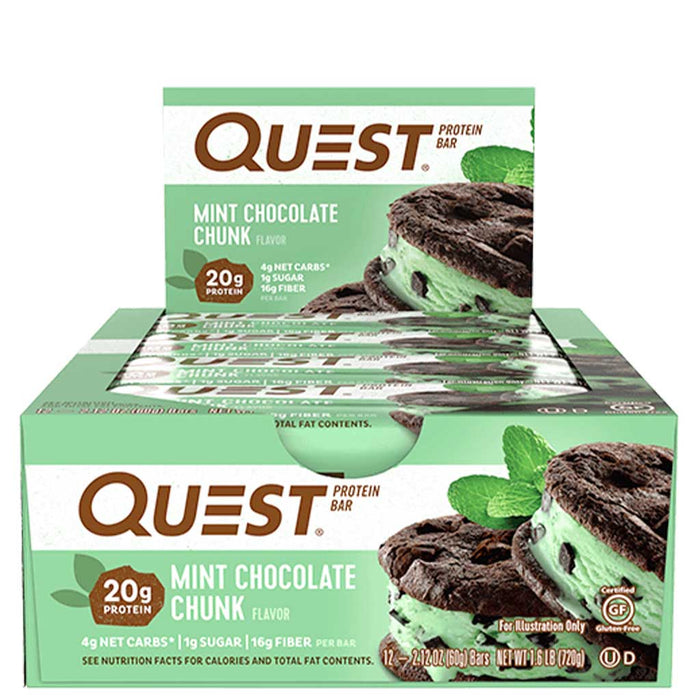 Quest Bars Mint Chocolate Chunk Low Net Carb Bars -  SupplementSource.ca