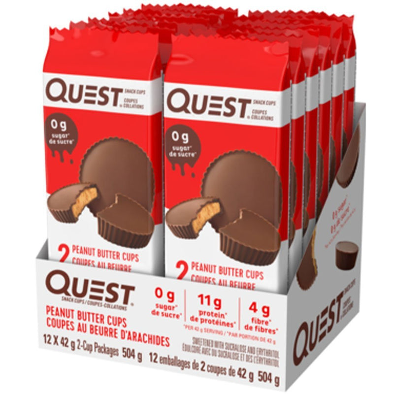 Quest PEANUT BUTTER CUPS, boîte de 24 tasses de cacahuètes