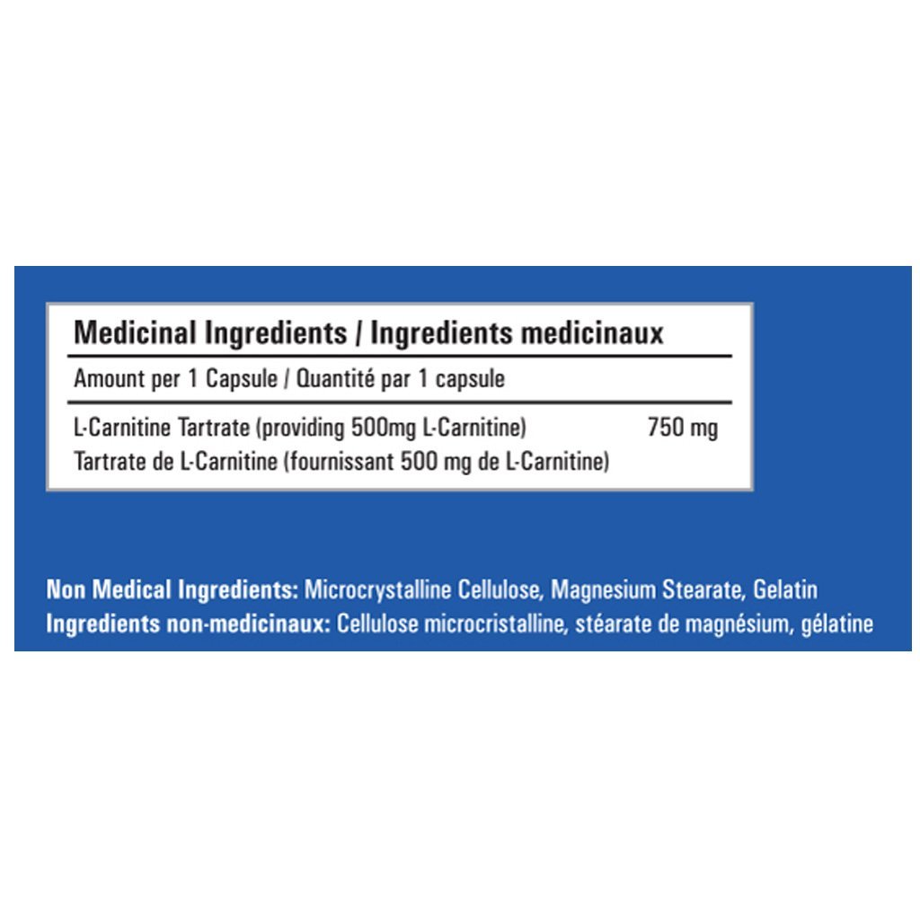 SS.ca L-CARNITINE TARTRATE, 120 Caps Nutritional Panel - SupplementSourceca