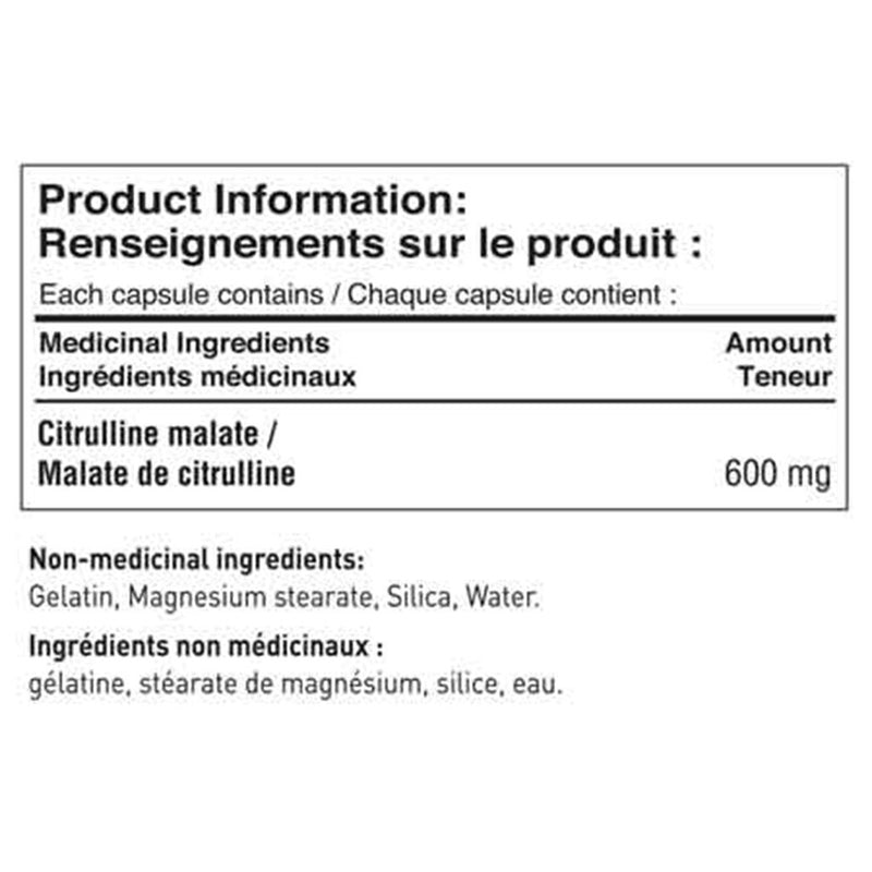 Tested Nutrition L-CITRULLINE, 240 Caps Nutritional Panel - SupplementSourceca