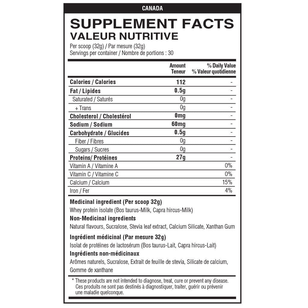 Yummy Sports ISO, 2lb Nutrition Panel - SupplementSource.ca