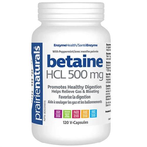 Prairie Naturals BETAINE HCL 500mg, 120 vcaps