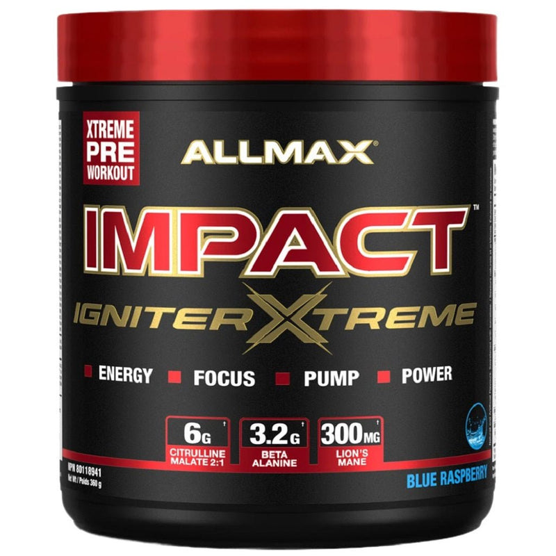 Allmax IMPACT IGNITER EXTREME (40 Servings), 360g Blue Raspberry - SupplementSourceca