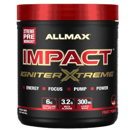 Allmax IMPACT IGNITER EXTREME (40 Servings), 360g Fruit Punch - SupplementSourceca